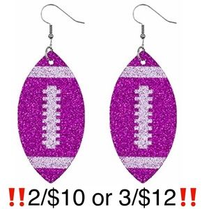 Glitter Football Faux Leather Dangling Earrings